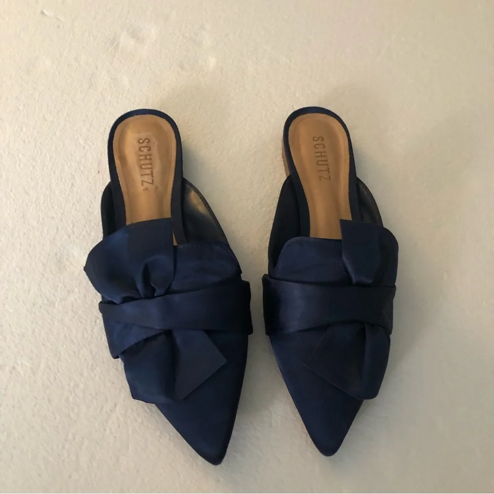 schutz navy blue D’ana knotted loafer mule - Picture 2 of 8